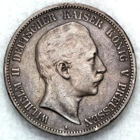 A Germany Mark Prussia Wilhelm Ii Xf Silver European Coins