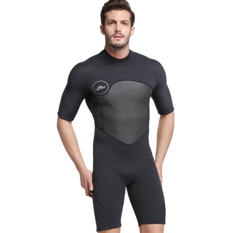 Men One Piece 2mm Shorty Wetsuit Neoprene Warm Cold Long Sleeve