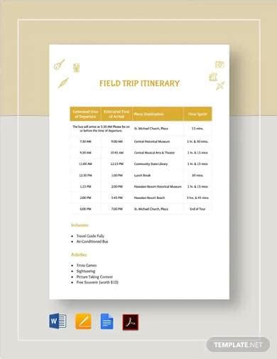 Free Sample Trip Itinerary Templates In Pdf Ms Word Psd Pages