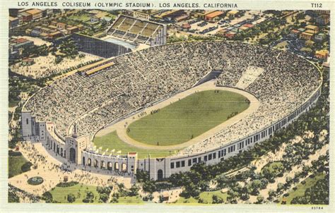 Los Angeles Coliseum Los Angeles California Tichnor Art Flickr