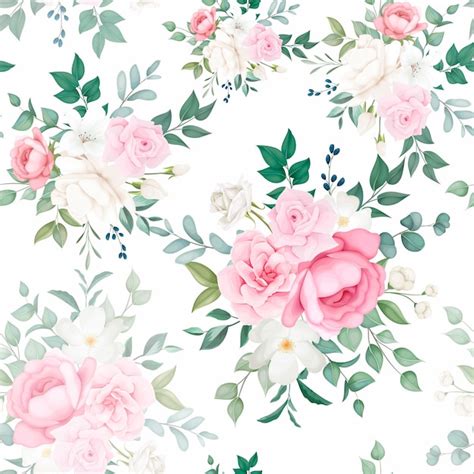 Free Vector Beautiful Soft Floral Seamless Pattern Design