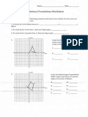 Solved Dilations Translations Worksheet Directions Answer Chegg