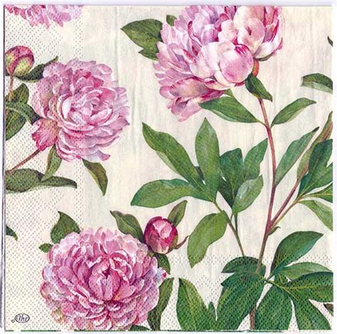 Decoupage Napkins Of Peonies In The Garden