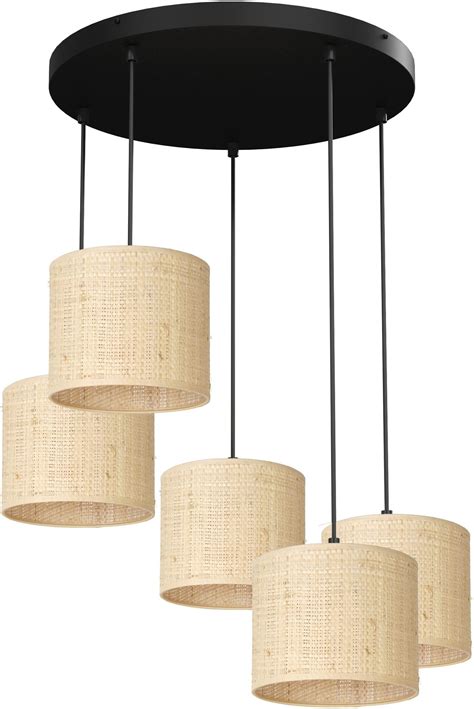 Luminex lampa wisząca Rattan 5xE27 czarno beżowa 5283 LUMINEX5283