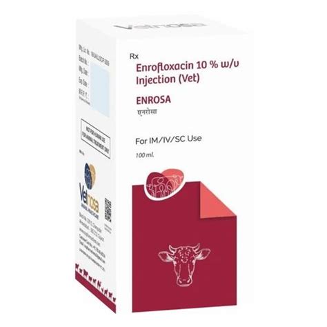 Enrosa Enrofloxacin 10 Injection Packaging Type Box 1 Ml Per 20 Kg