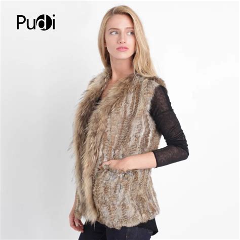 VR004 The New Women S Vest Real Knitted Rabbit Fur Vest With Pocket