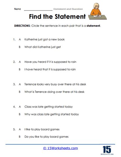 Statements And Questions Worksheets Worksheets