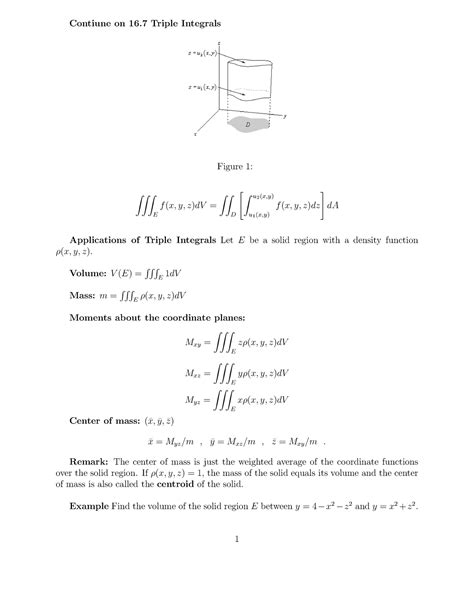 Triple Int16 7 Abcdsc Contiune On 16 Triple Integrals Figure 1 ∫ ∫ ∫ E F X Y Z Dv ∫ ∫