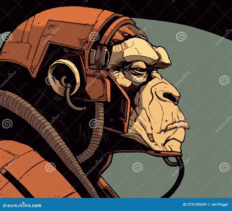 A Gorilla Monkey As A Spaceship Pilot From The Future Illustration