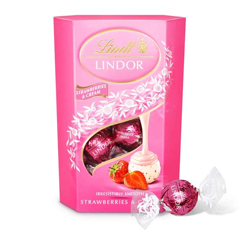 Lindt Lindor Strawberries Cream Chocolate Truffles Box Approx 16