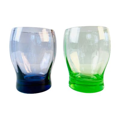 Vintage Anna Groen Paarse Waterglazen Drinkglazen Met Optiek