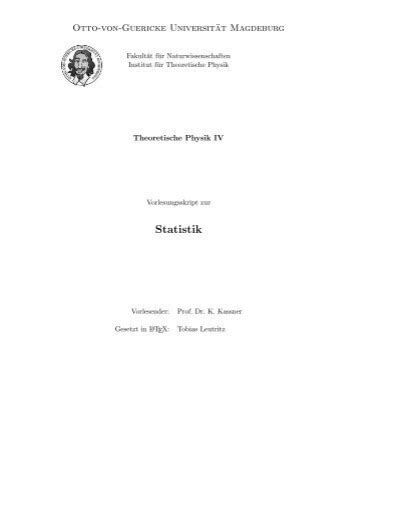 Skript Theorie Iv Statistik Thermodynamik Otto Von Guericke