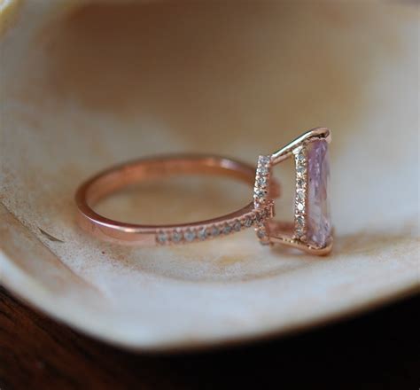 Engagement Ring Peach champagne Sapphire Engagement Ring 14k Rose Gold ...