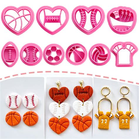 Amazon Sports Polymer Clay Cutters Dacmern 10 Shapes Sports Clay