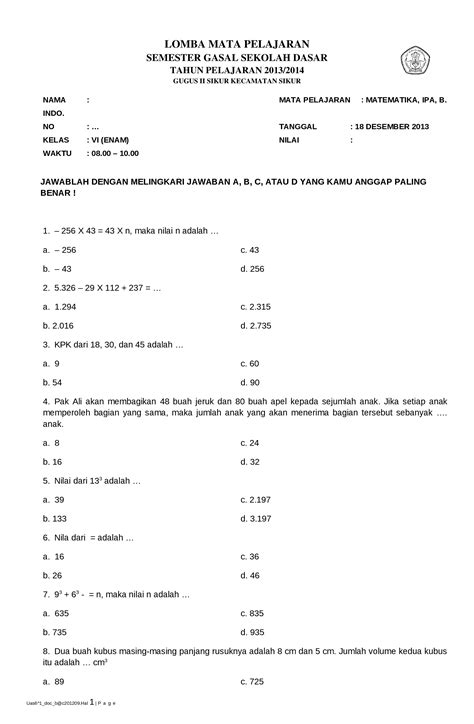 Docx Soal Lomba Mapel Dokumentips