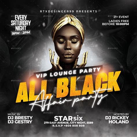 All Black Party Flyer In 2024 Black Friday Flyer All Black Party Party Flyer