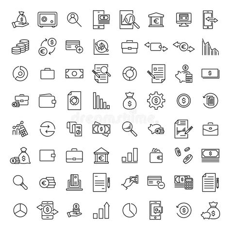 Set Of Banking Thin Line Icons Stock Vector Illustration Of Element Building 128980358