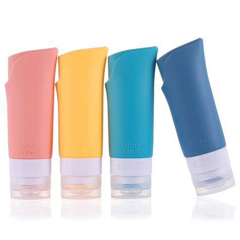 4 Stück Reiseflaschen Set 90ml Silikon auslaufsicher