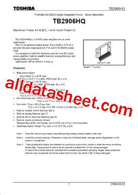 TB2906HQ Datasheet PDF Toshiba Semiconductor