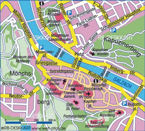 Map of Salzburg, center (City in Austria) | Welt-Atlas.de