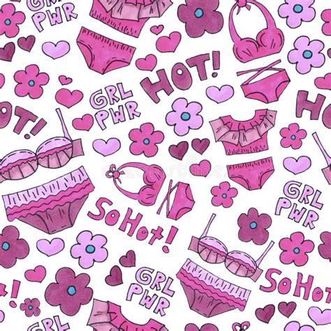 Pink Lingerie Seamless Pattern Marker Art Underwear Wallpaper Design