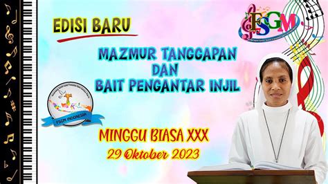 Mazmur Tanggapan 29 Oktober 2023 Edisi Baru Minggu Xxx Tahun A 1