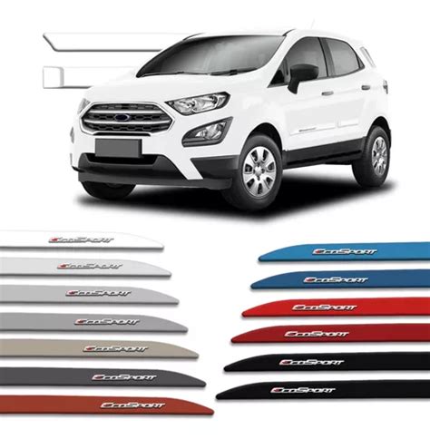 Jogo Friso Lateral Nova Ecosport Escrita Cromada Alto Relevo