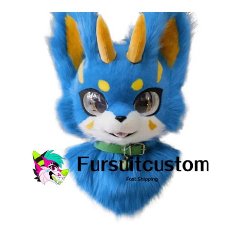 Lightweight Whole Blue Fursuit Head Furry Husky Head Cosplay