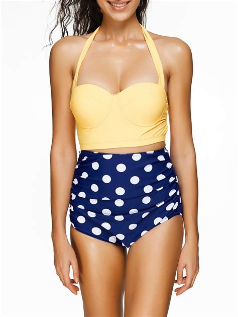 Off Polka Dot Underwire High Waist Retro Bikini Rosegal