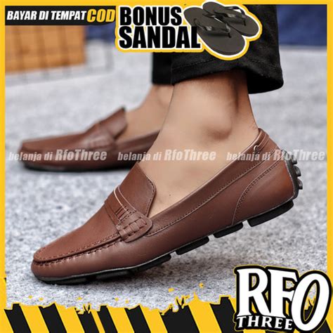 Jual Sepatu Loafer Kulit Asli Pria Sepatu Slip On Pria Hitam