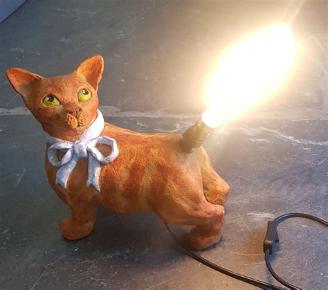 Cat Lamp With Light Up Tail Jane Adams Ceramics