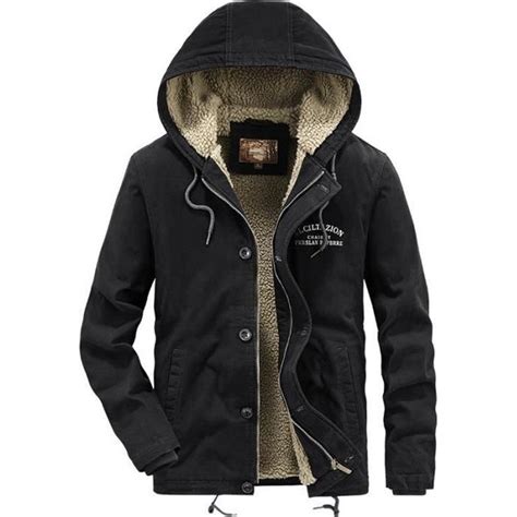 Blouson Hiver à Capuche Homme Doublé Polaire en Coton INSFITY