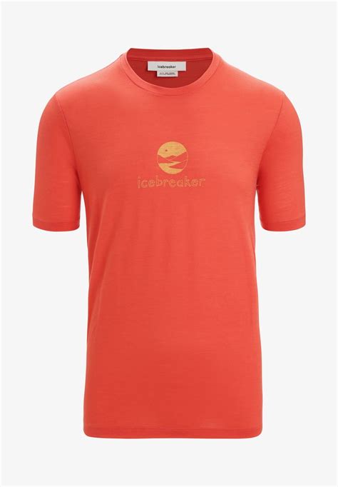 Icebreaker Merino Tech Lite Ii Graphic T Shirt Med Print Medium Red Ljusröd