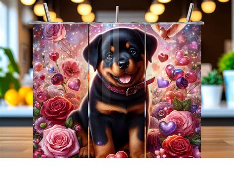 Cute Valentine Rottweiler Puppy Tumbler Graphic by ZARA STORE