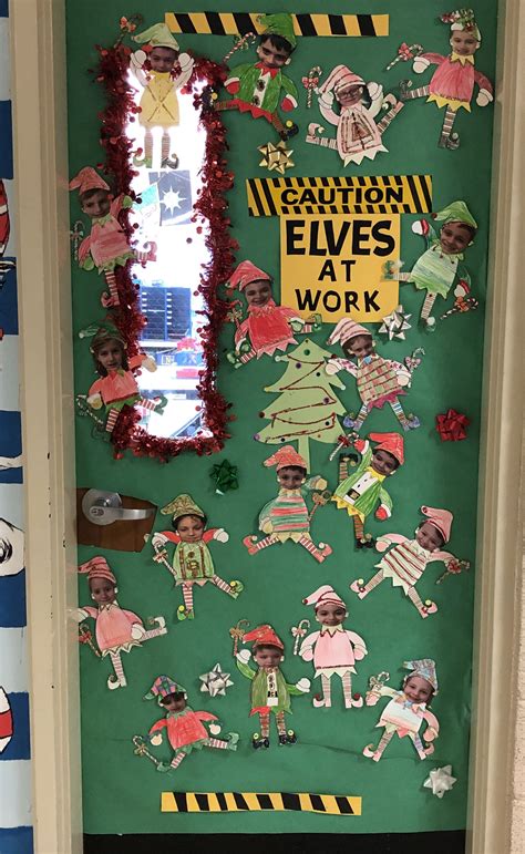 Caution Elves At Work Christmas Door Decorating Contest Classroom Christmas Decorations