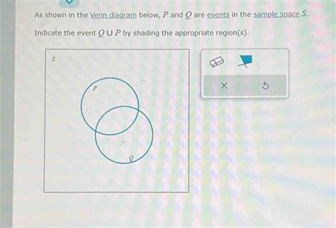 Solved: As shown in the Venn diagram below, P and Q are events in the ...