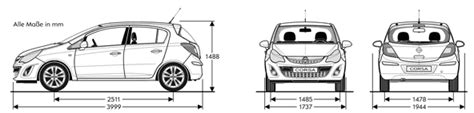 Dimensioni Della Carrozzeria Opel Corsa Tabelle Delle Dimensioni