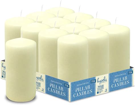 Hyoola Ivory Pillar Candles 3x6 Inch Unscented Pillar Candles 12 Pack European Made