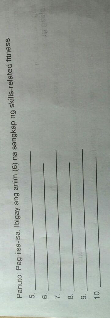 PANUTO PAG IISA ISA IBIGAY ANG ANIM 6 NA SANGKAP NG SKILLS RELATED