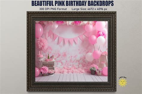 Beautiful Pink Birthday Backdrop Graphic by Lazy Sun · Creative Fabrica