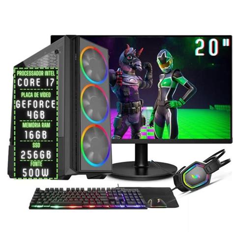 PC Gamer Completo 3green Play Intel Core i7 16GB RAM Placa de vídeo