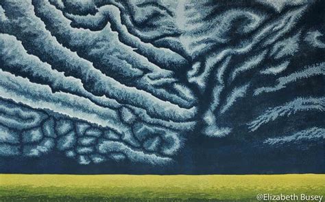 Elizabeth Busey Summertide Brings The Derecho Linocut Clouds