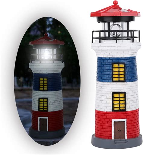 Solar Lighthouse Decor 360 Degree Rotating Led Solar Post Lights 11