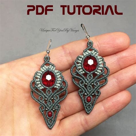 Macrame Pattern Macrame Earrings Tutorial Or Kit Pdf File Etsy