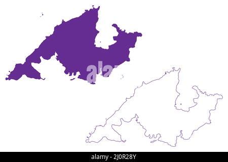 Oshima island (Japan, East Asia, Japanese archipelago, Nagasaki) map vector illustration ...