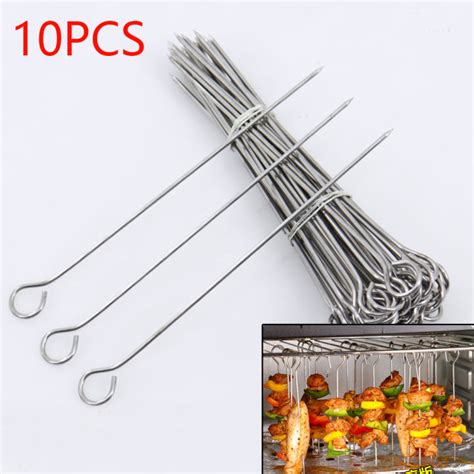 Pcs Stainless Steel Barbecue Sticks Skewer Bbq Meat Kebab Kabob