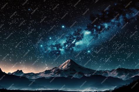 Premium AI Image | Background of the night sky with stars and mountains