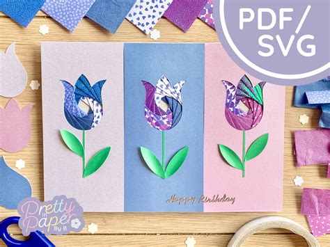 Tulip Iris Folding Pattern Mini PDF SVG Beginner Iris Etsy UK