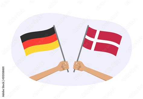 Germany and Denmark flags. Danish and German national symbols. Hand ...