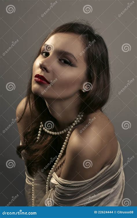 Woman With A Pearl Necklace Stock Photo Image Of Sexual Attractive